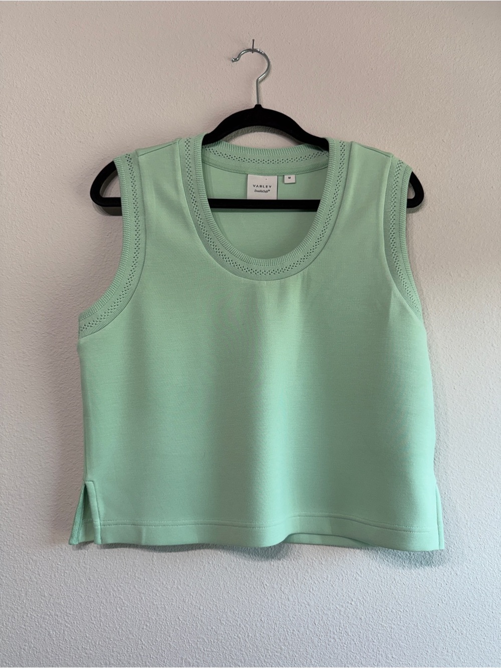 Varley Cambrie Scoop Neck Tank Womens Medium Double Soft Fabric Knit Trim Mint